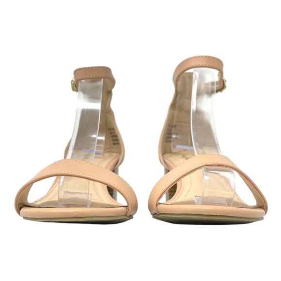 Lulus Harper Womens 5.5 Nude Faux Leather Ankle Strap Block Heel Sandals Strappy - Picture 4 of 16